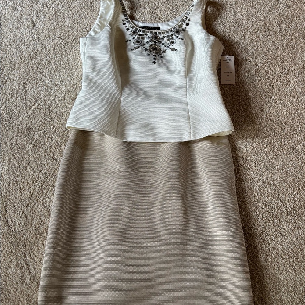 NWT Tahari Luxe Cream and Champagne Skirt Suit set Size 6
